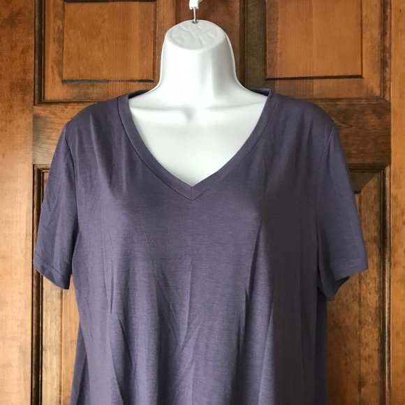 Wangzhi Purple V-Neck Tee Dress w/Knotted Hem Large - Picture 2 of 11